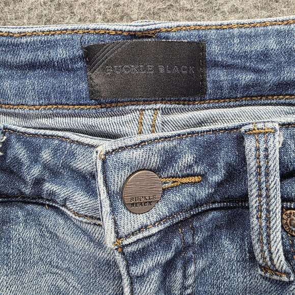 Buckle Black Jeans Mens 28x30 Light Wash Fit No 53 Skinny Distressed Ripped - Picture 4 of 9